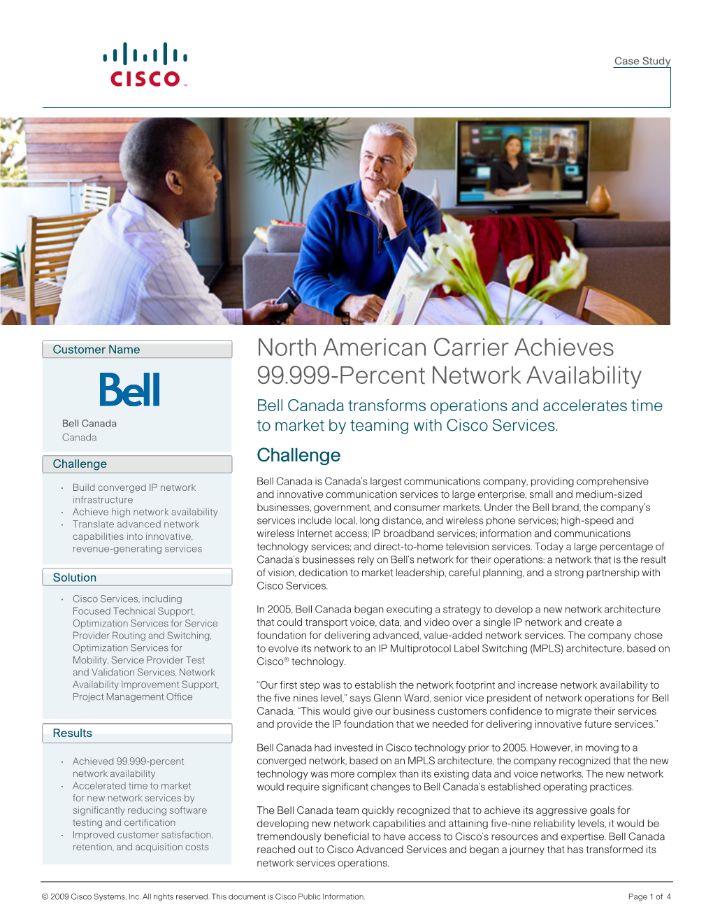 Bell Canada Achieves 99.999% Network Availability