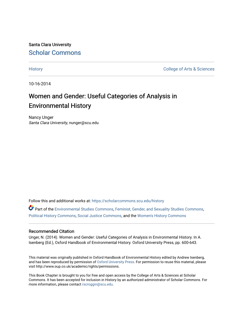 Useful Categories of Analysis in Environmental History