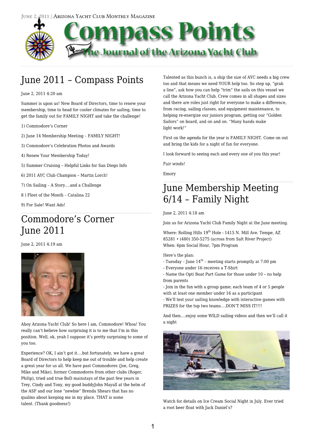 June 2011 – Compass Points Too and That Means We Need YOUR Help Too