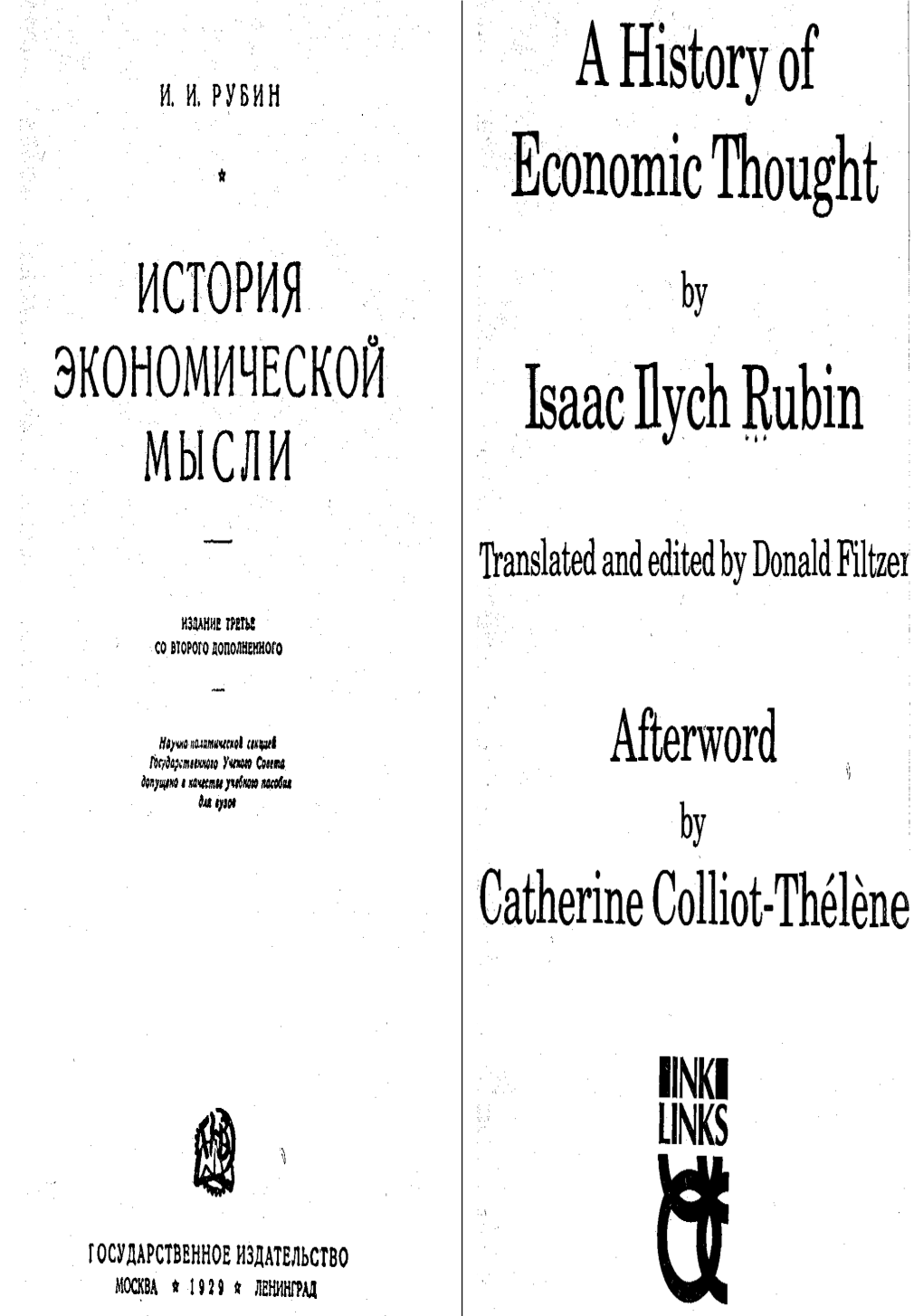 A History of Economic Thought Isaac Ilych Rubin