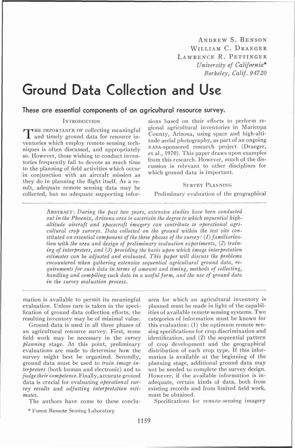 Ground Data Collection and Use