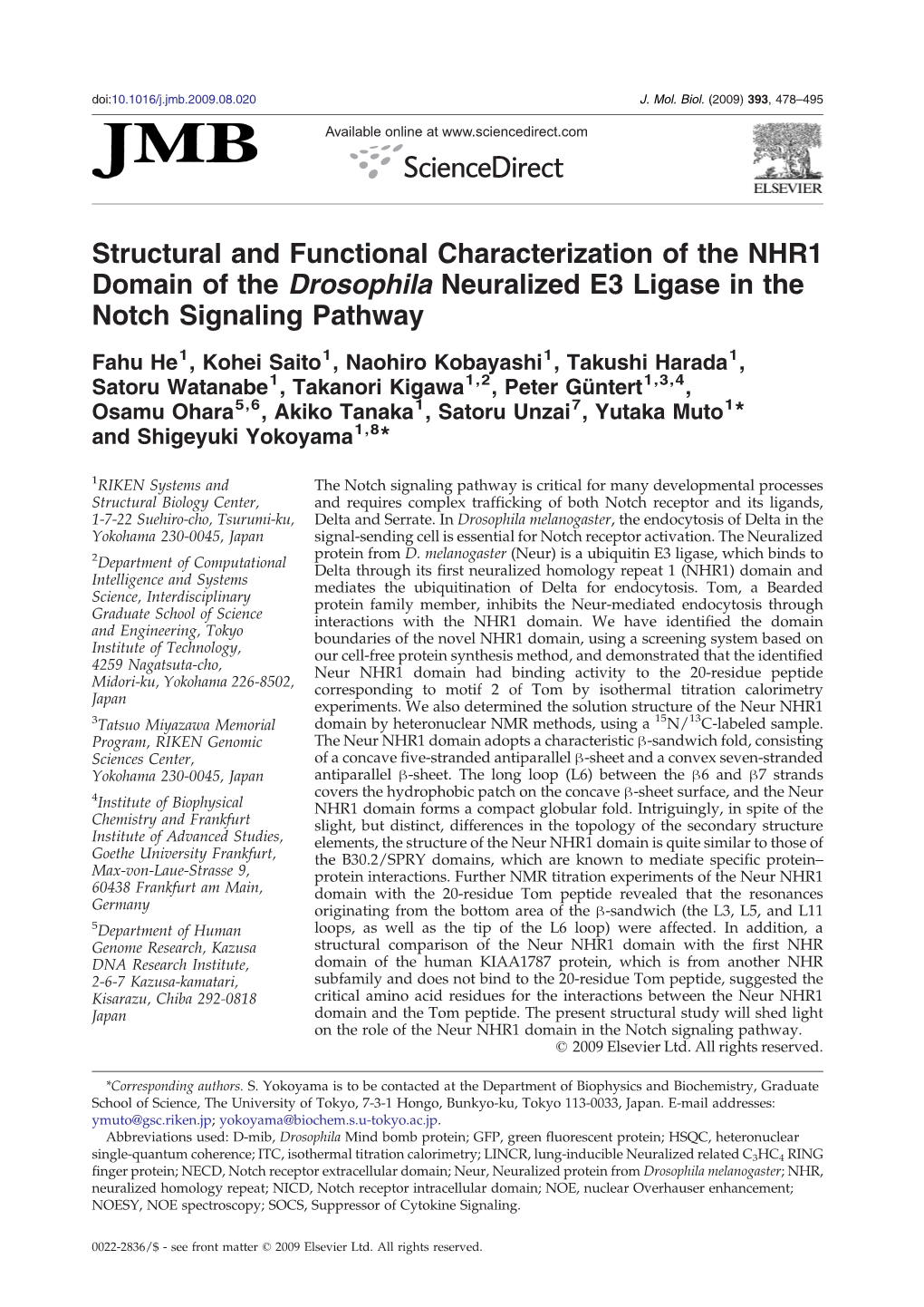 Structural and Functional Characterization of the NHR1 Domain of the Drosophila Neuralized E3 Ligase in the Notch Signaling Pathway