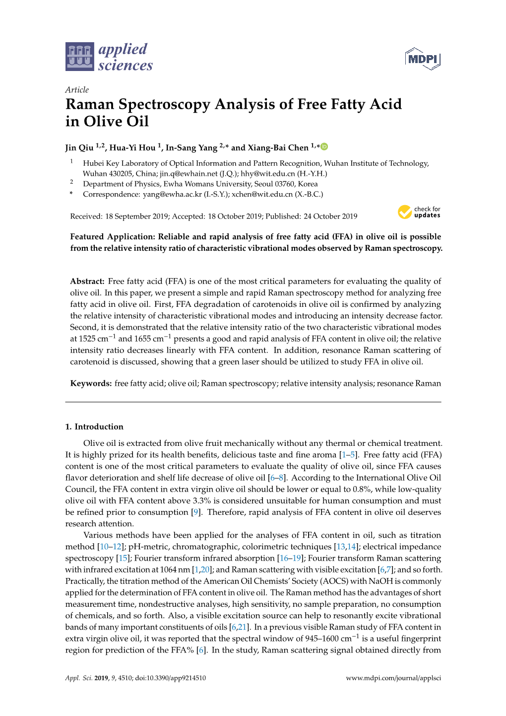 Raman Spectroscopy Analysis of Free Fatty Acid in Olive Oil