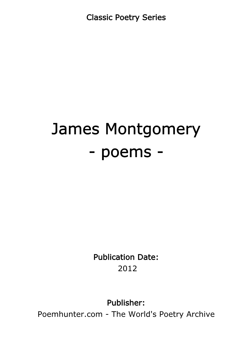 James Montgomery - Poems