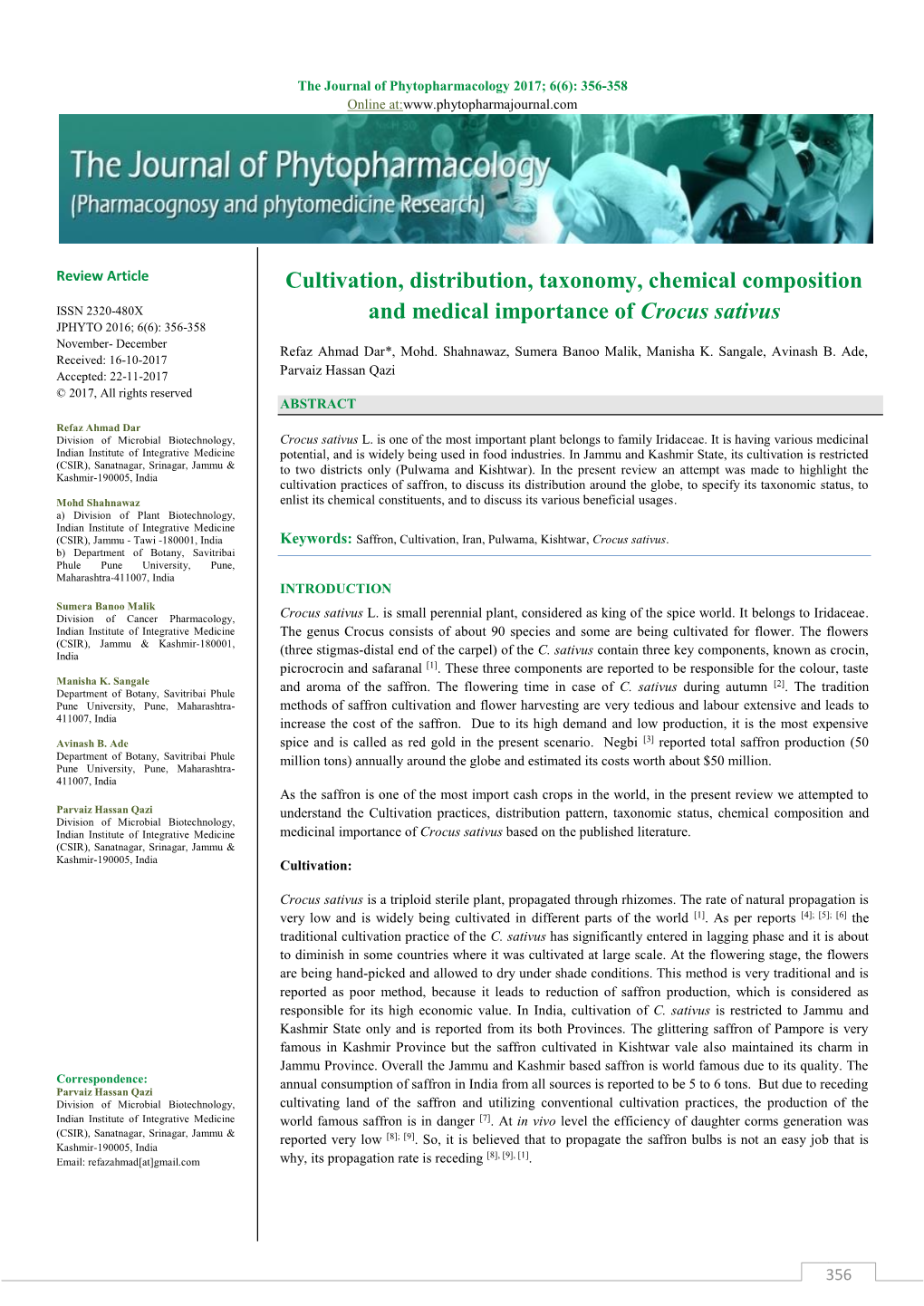 Cultivation, Distribution, Taxonomy, Chemical Composition and Medical 2003, Pp