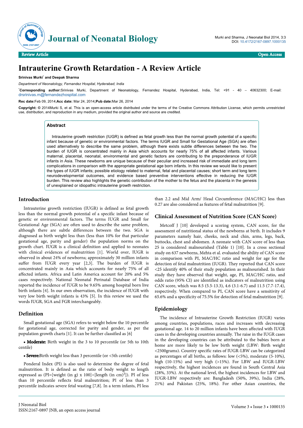 Intrauterine Growth Retardation