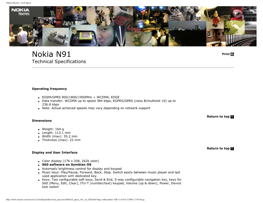 Nokia Nseries | Tech Specs