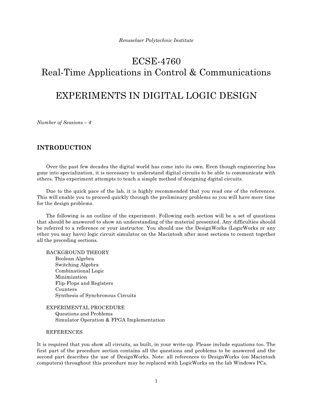 ECSE-4760 Real-Time Applications in Control & Communications