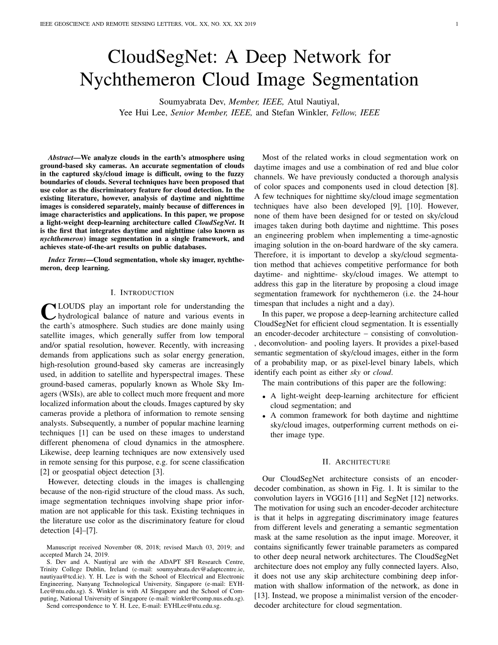 A Deep Network for Nychthemeron Cloud Image Segmentation