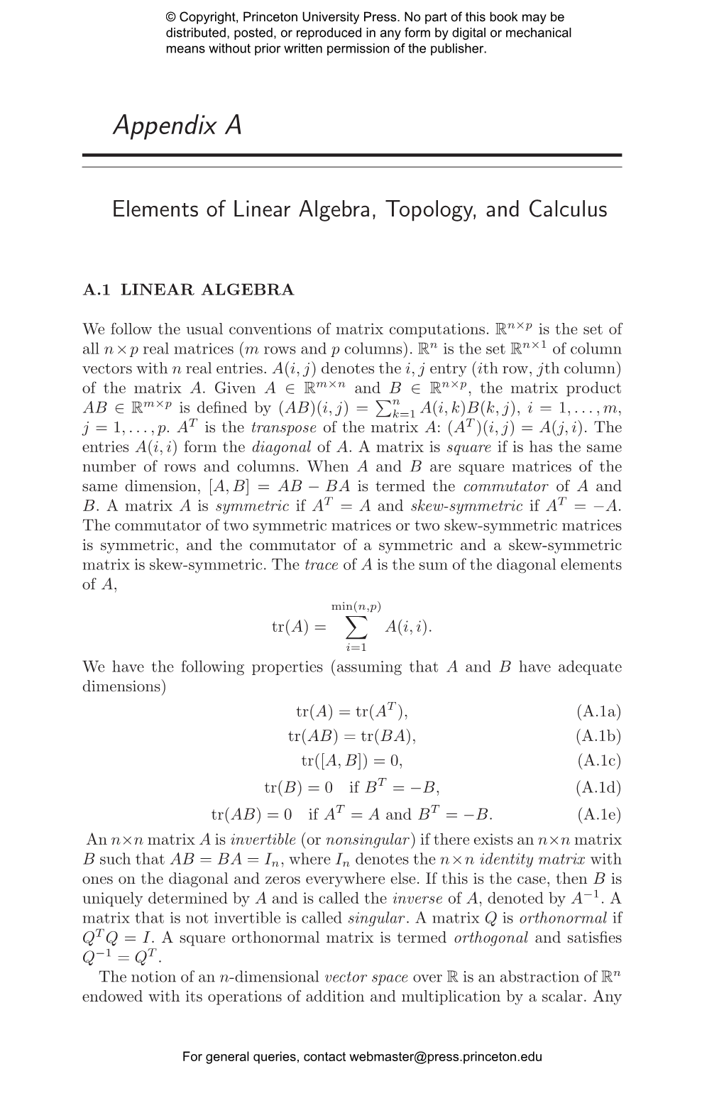 Elements of Linear Algebra, Topology, and Calculus