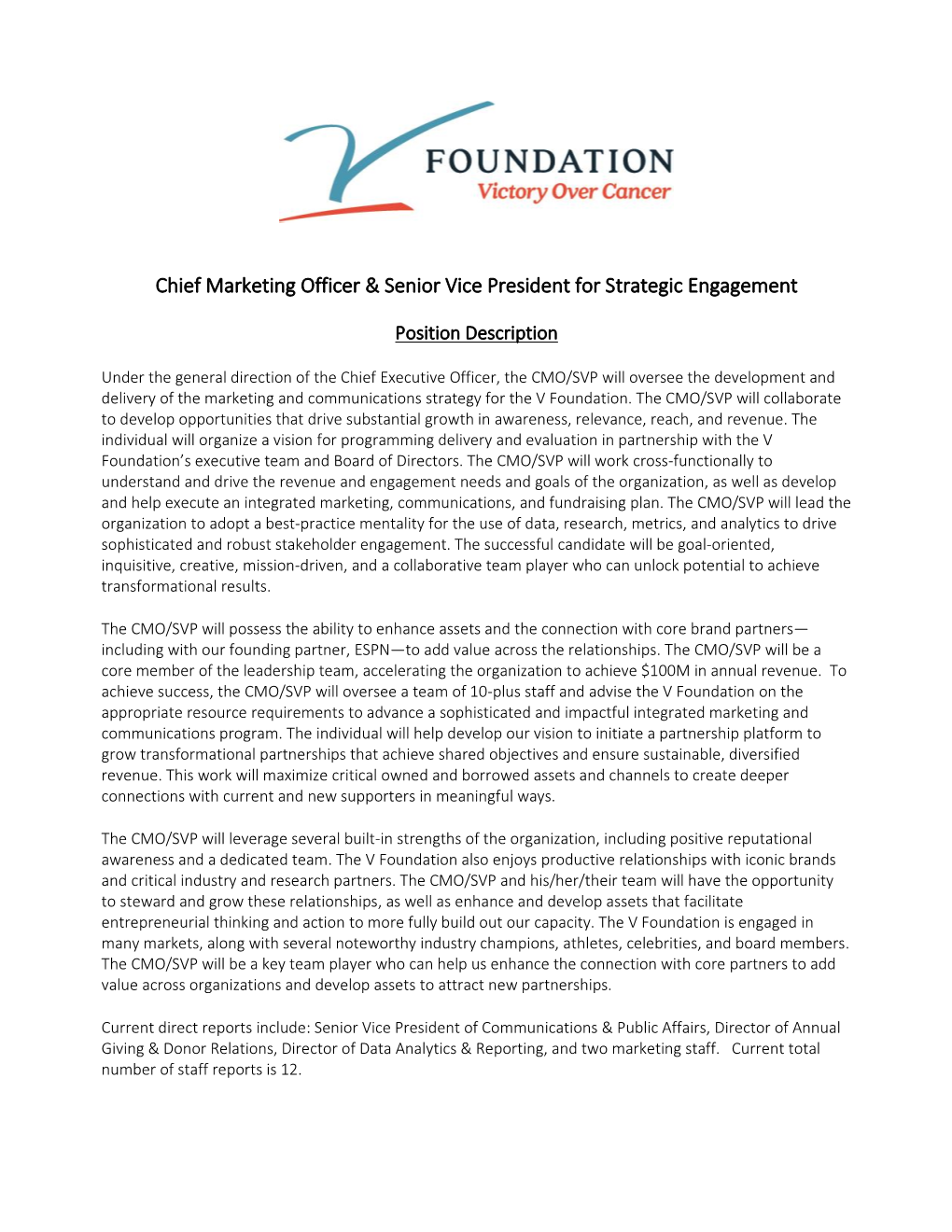 Chief Marketing Officer & Senior Vice President for Strategic Engagement