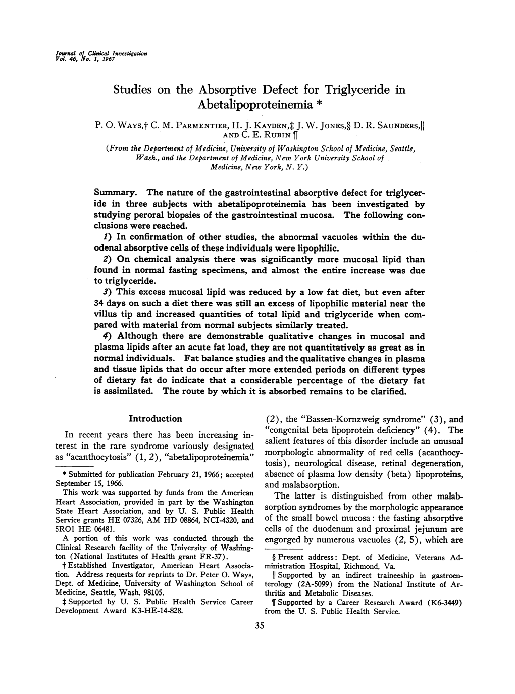 Studies on the Absorptive Defect for Triglyceride in Abetalipoproteinemia * P