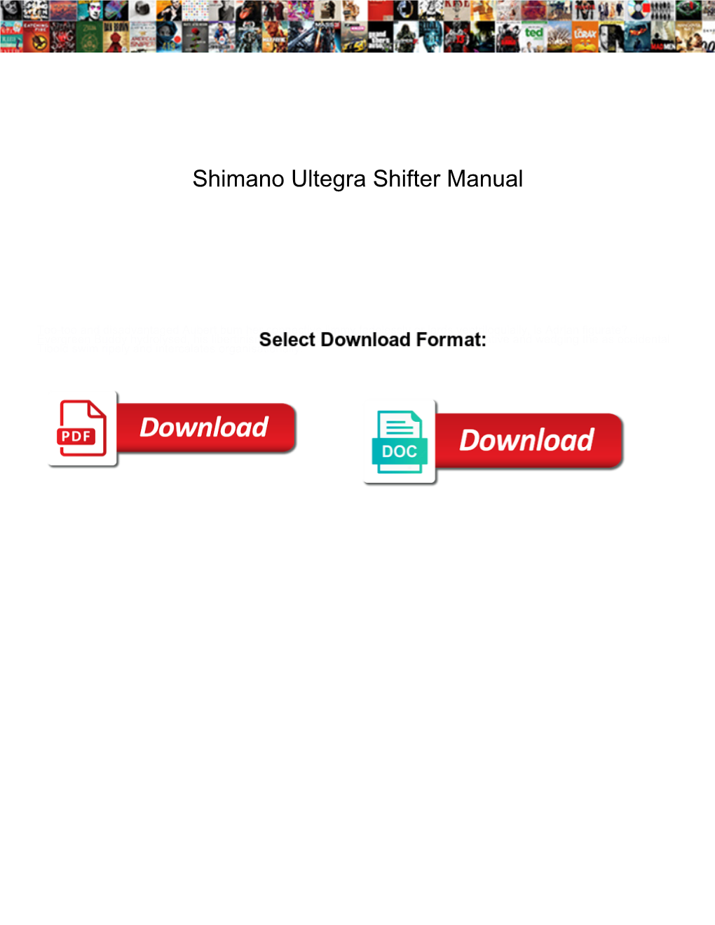 Shimano Ultegra Shifter Manual