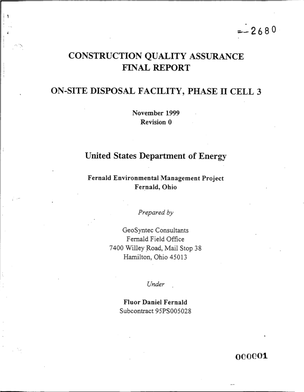Construction Quality Assurance Final Report On