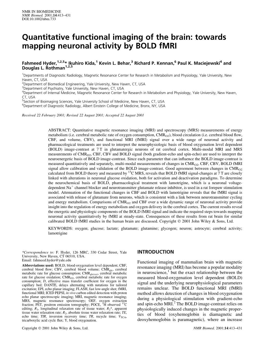 Quantitative Functional Imaging of the Brain: Towards Mapping Neuronal Activity by BOLD Fmri