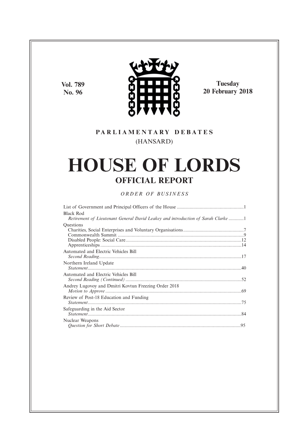 House of Lords Official Report