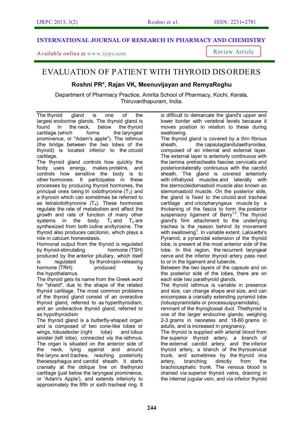 Evaluation of Patient with Thyroid Disorders