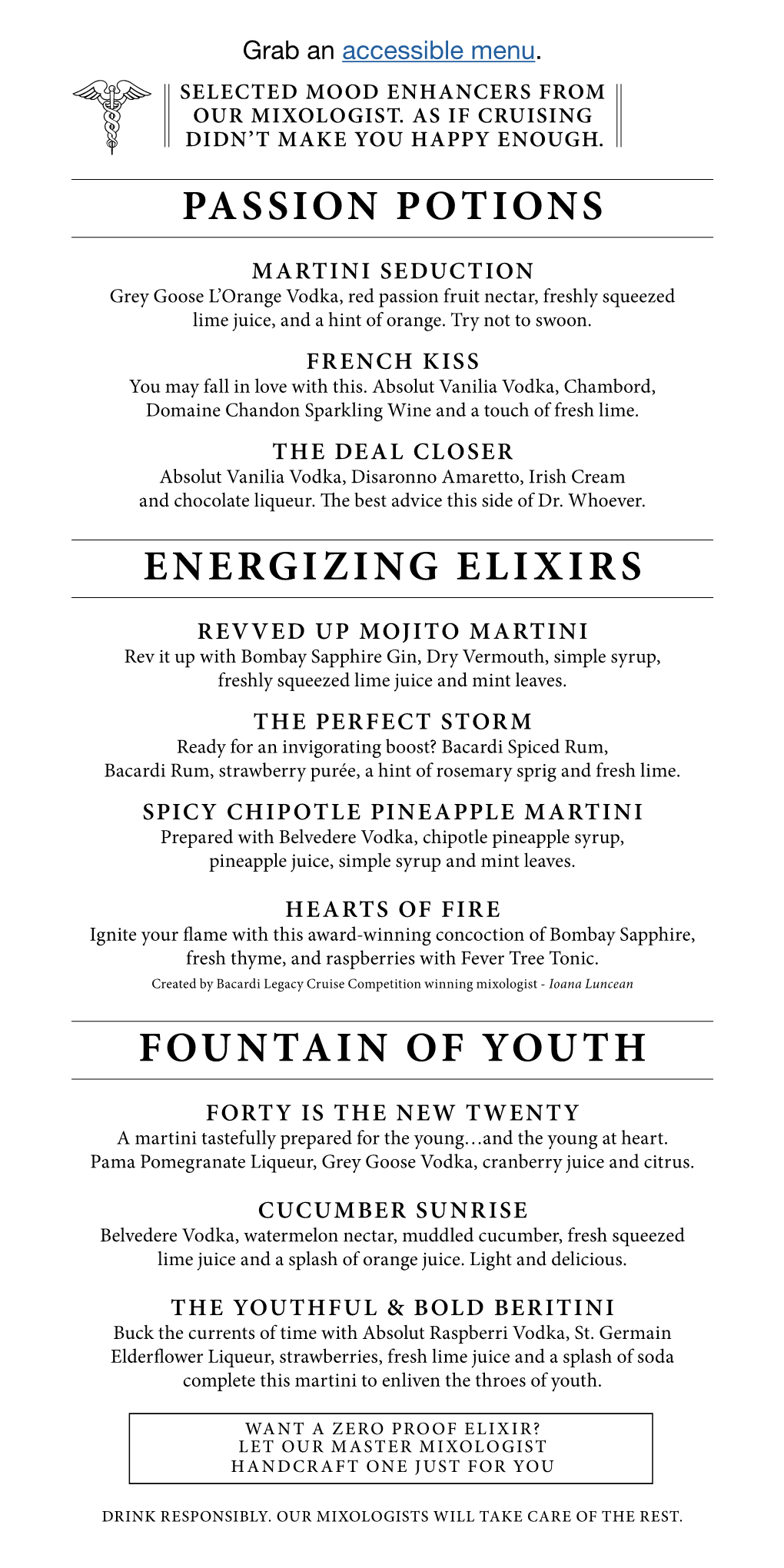 Alchemy Bar Menu