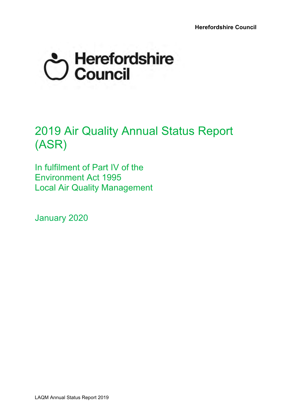 Air Quality Annual Status Report (ASR)