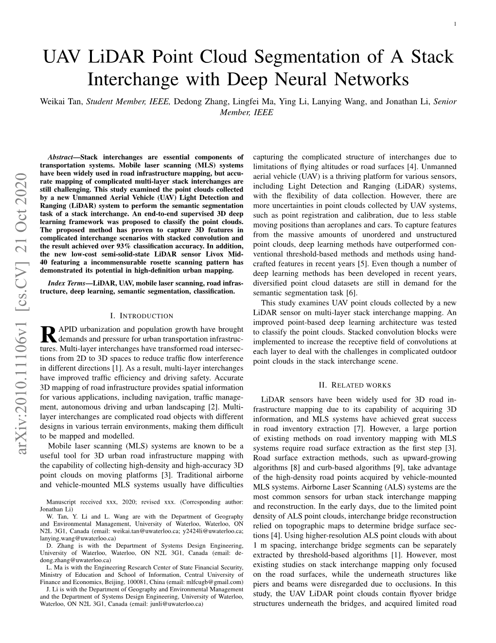 UAV Lidar Point Cloud Segmentation of a Stack