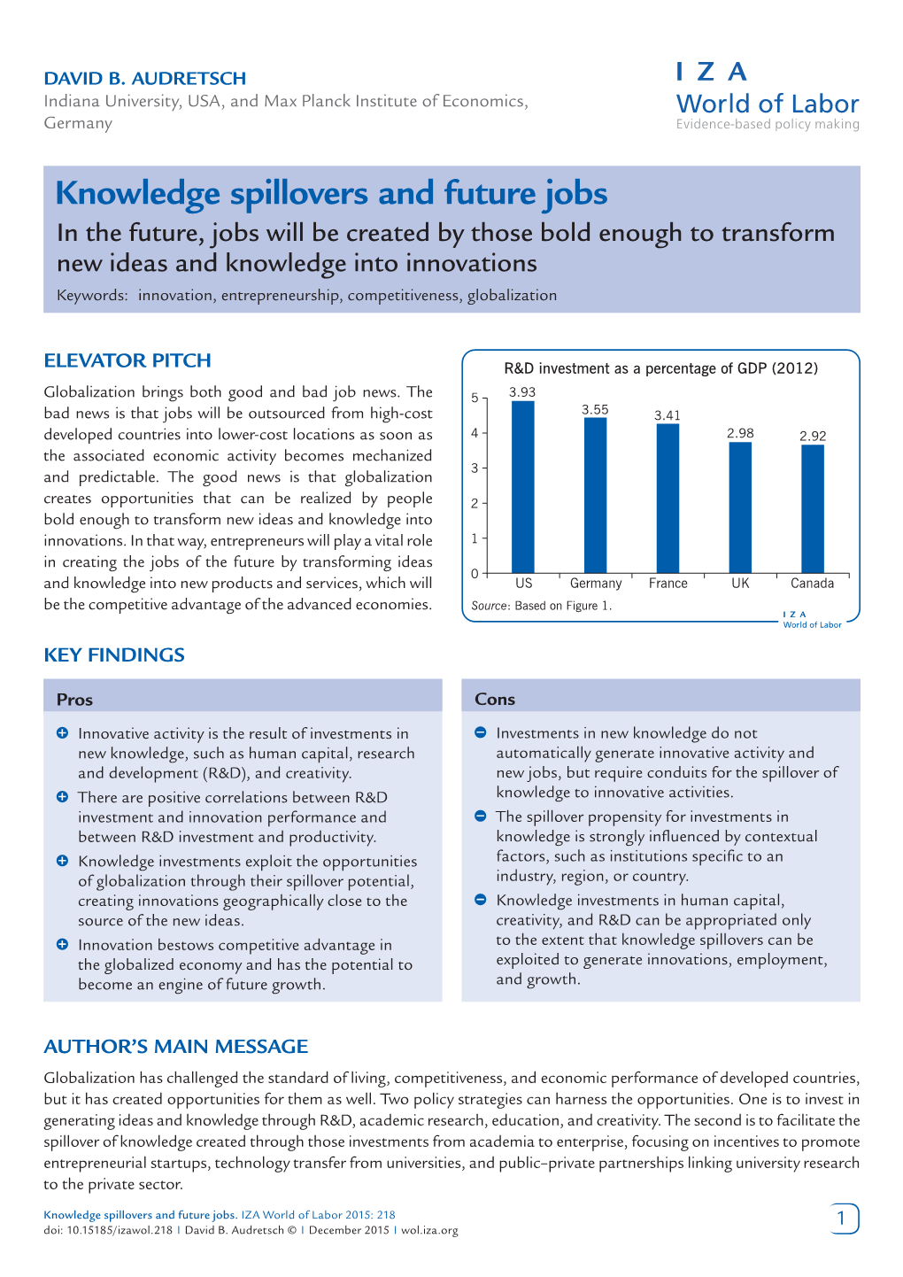 Knowledge Spillovers and Future Jobs