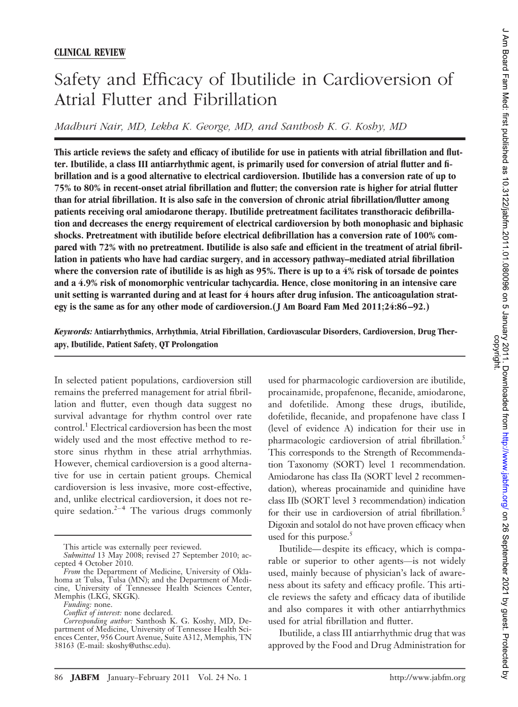 Safety and Efficacy of Ibutilide in Cardioversion of Atrial Flutter And