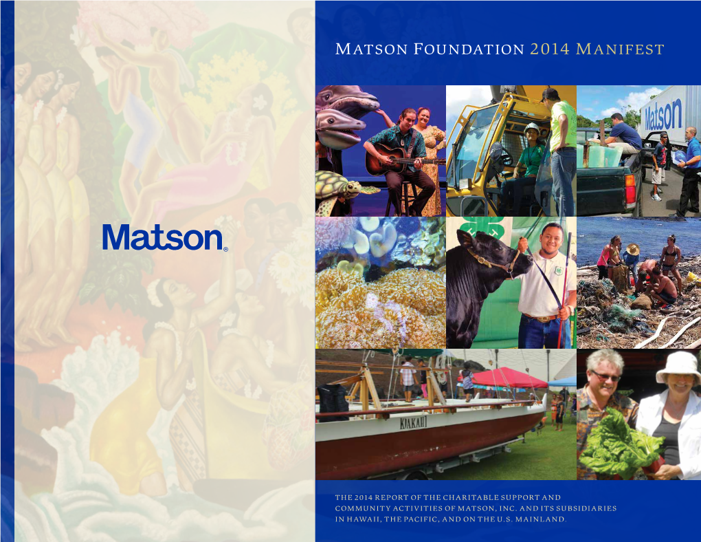 Matson Foundation 2014 Manifest