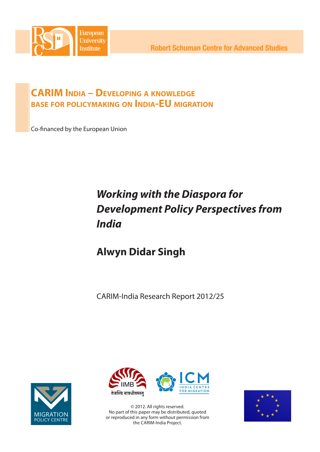 Working with the Diaspora for Development Policy Perspectives from India