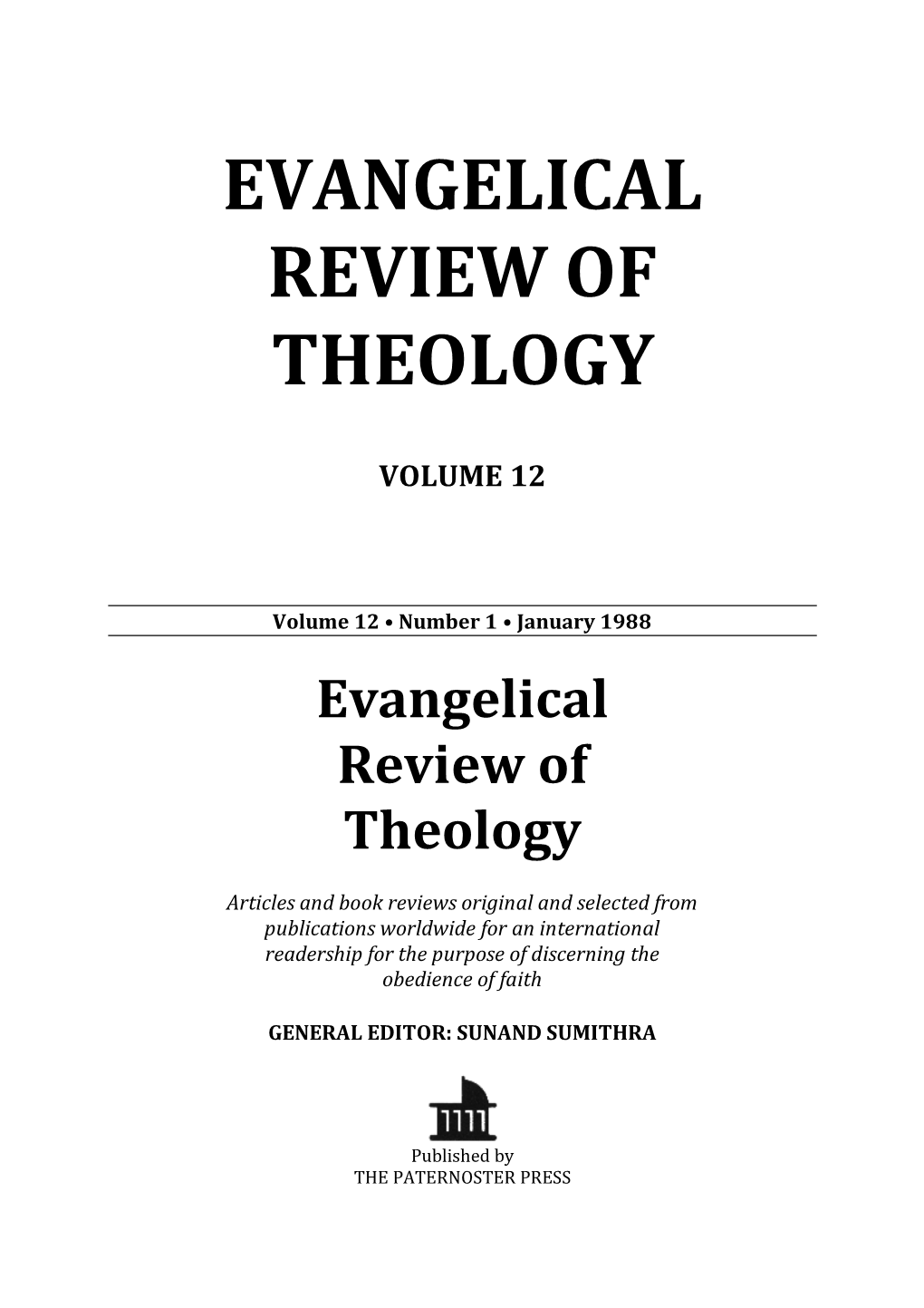 Evangelical Review of Theology