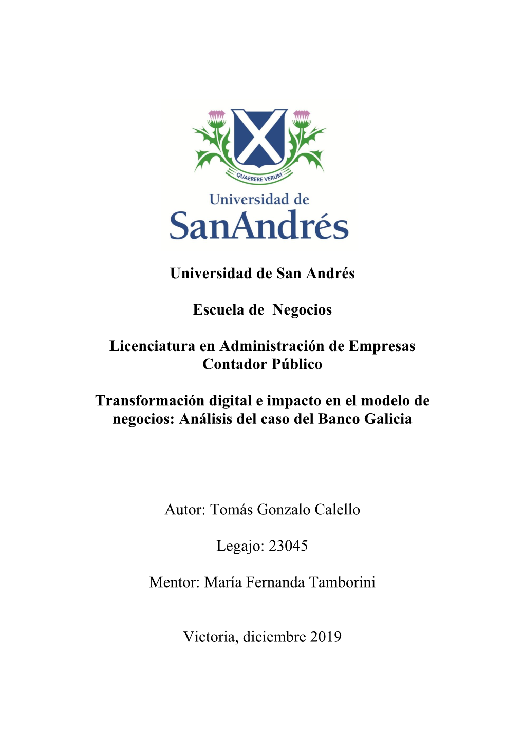 Universidad De San Andrés Escuela De Negocios Licenciatura En