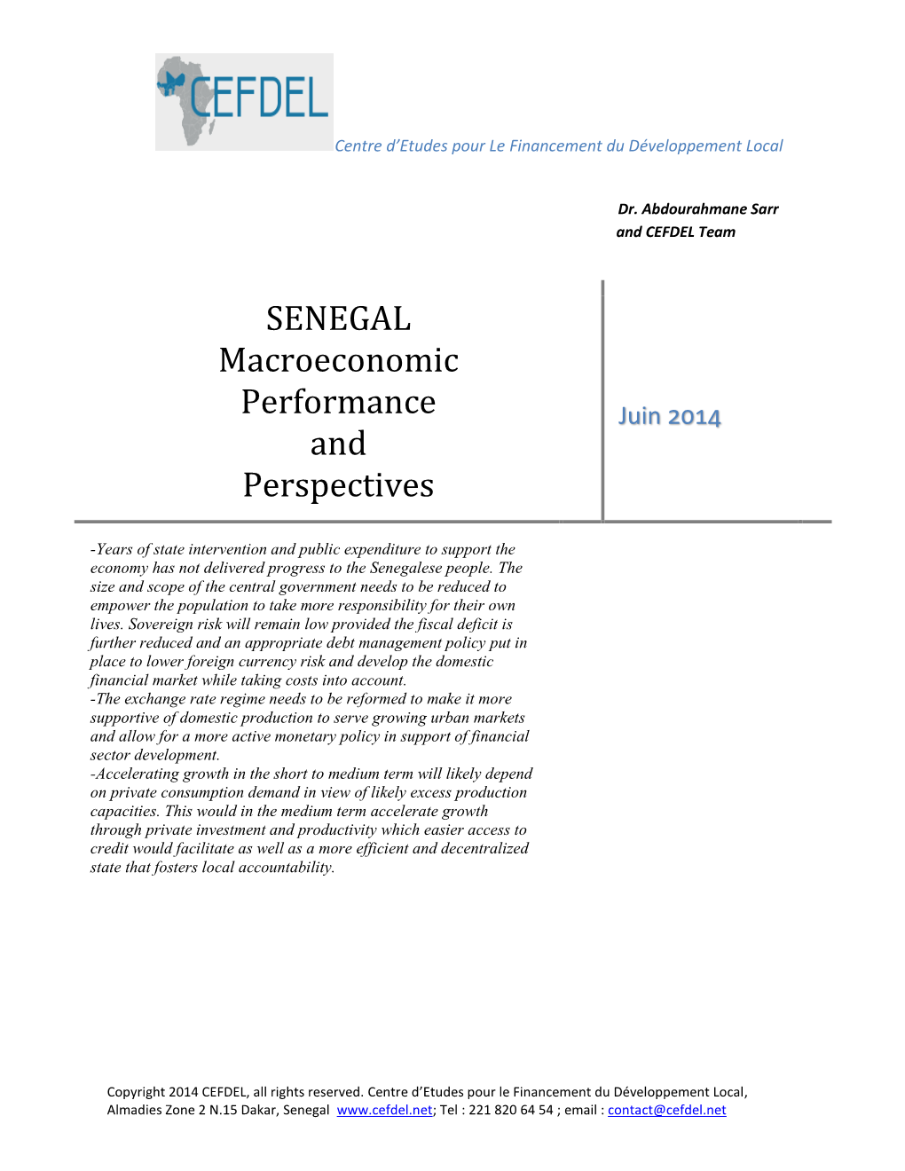 SENEGAL Macroeconomic Performance