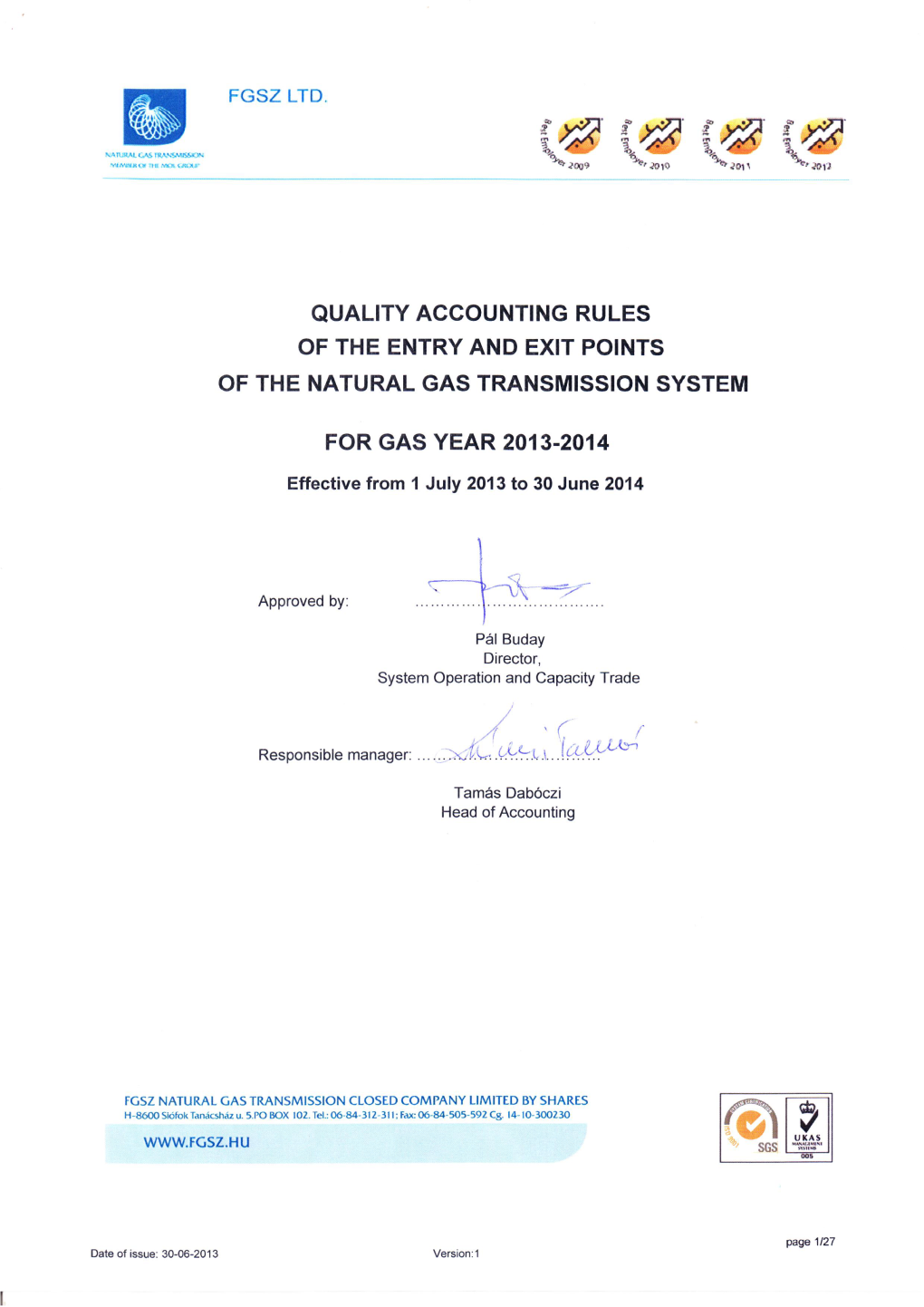 Quality Accounting Rules 2013