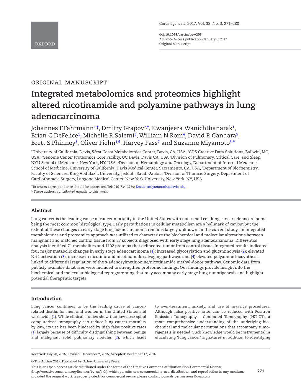 Integrated Metabolomics and Proteomics Highlight Altered