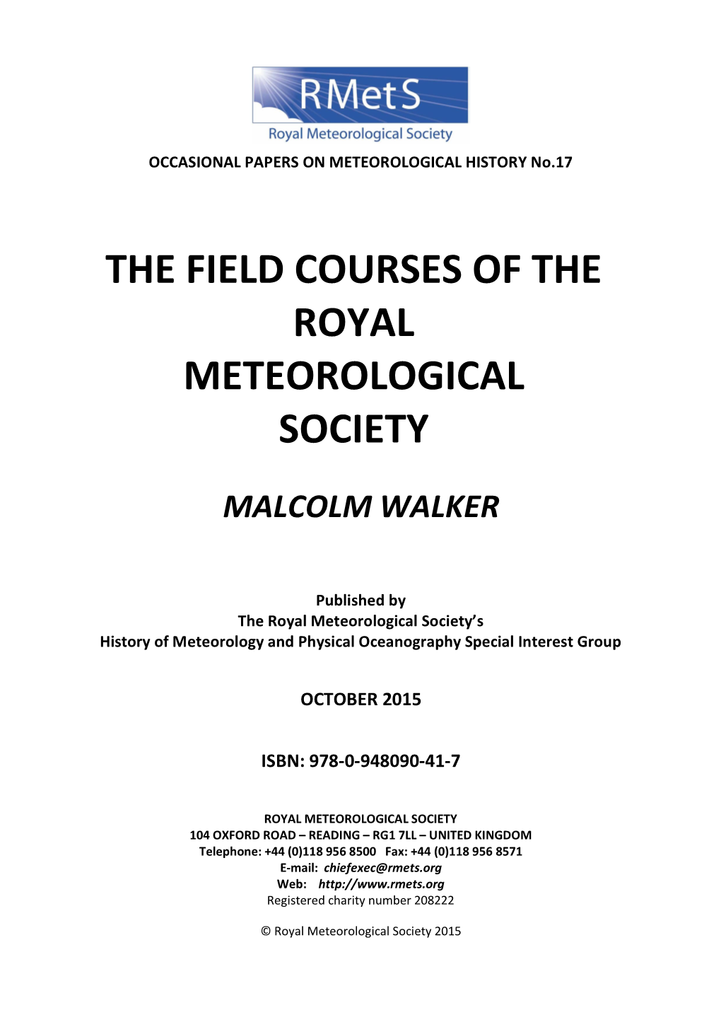 The Field Courses of the Royal Meteorological Society