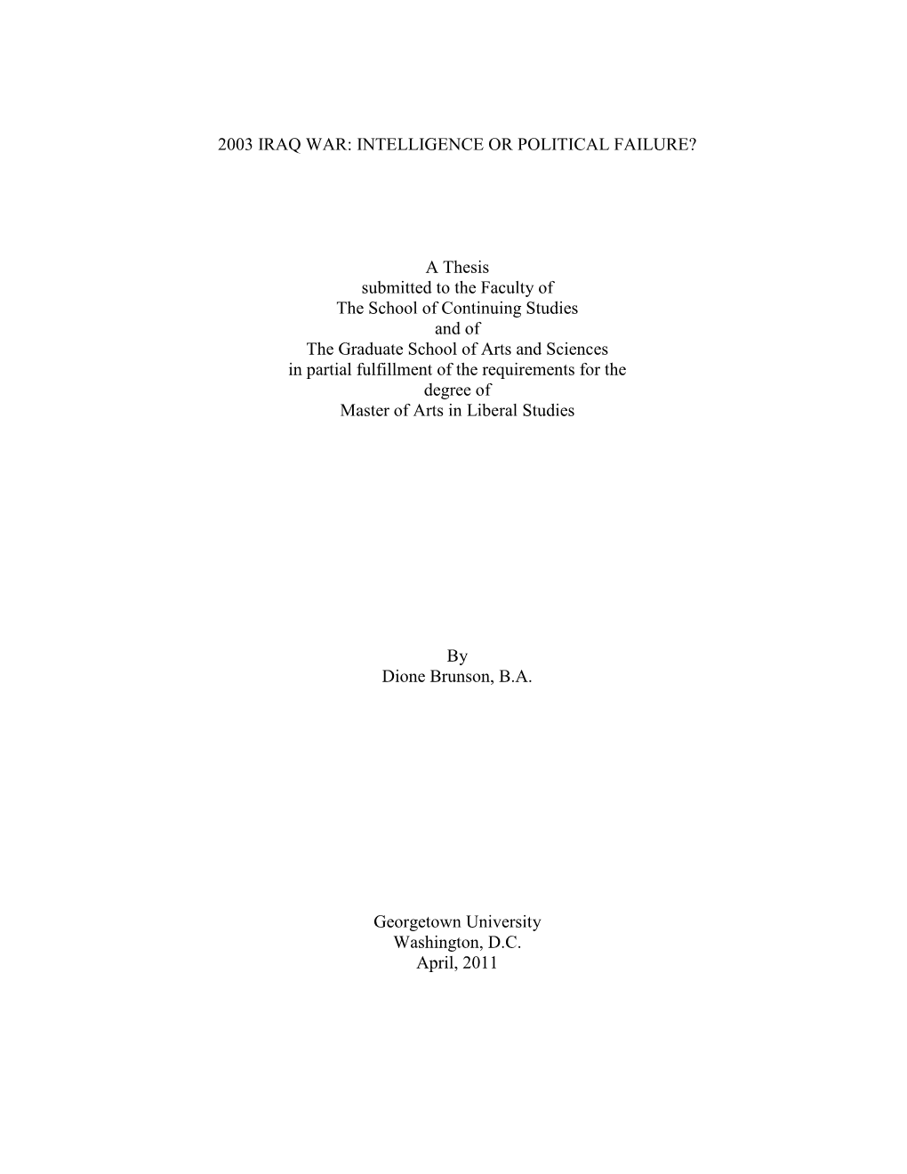 2003 Iraq War: Intelligence Or Political Failure?