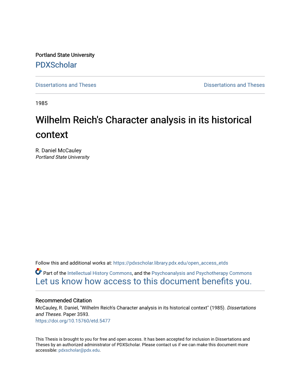 Wilhelm Reich's Character Analysis in Its Historical Context