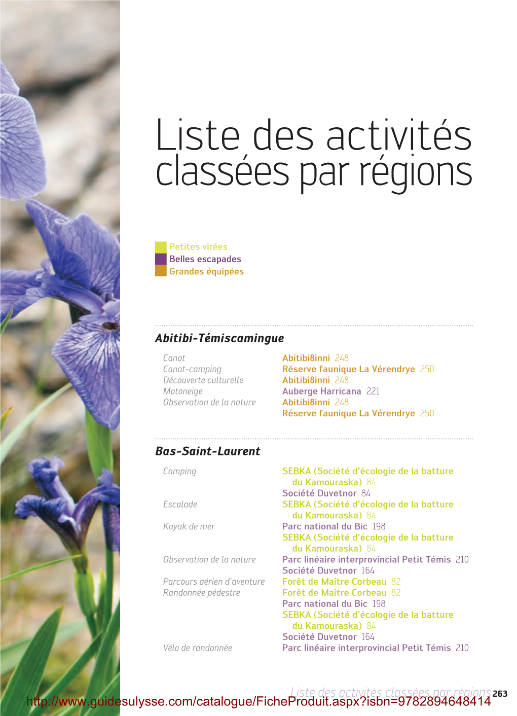 Liste Des Activités Classées Par Régions