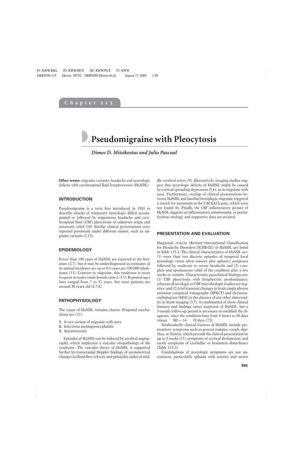 Pseudomigraine with Pleocytosis