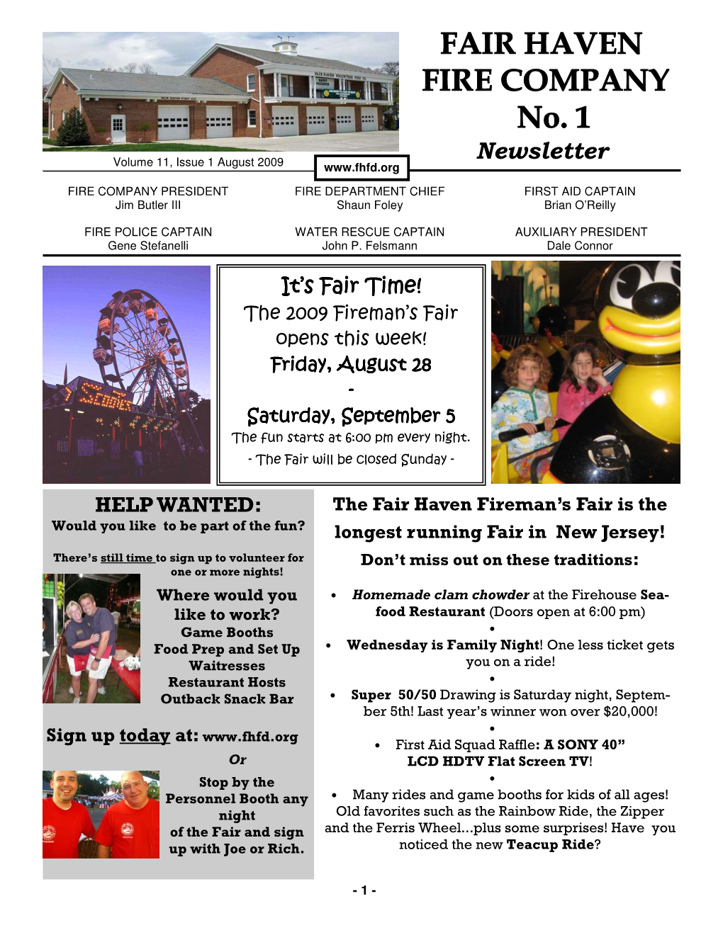 FHFD Newsletter Summer 2009