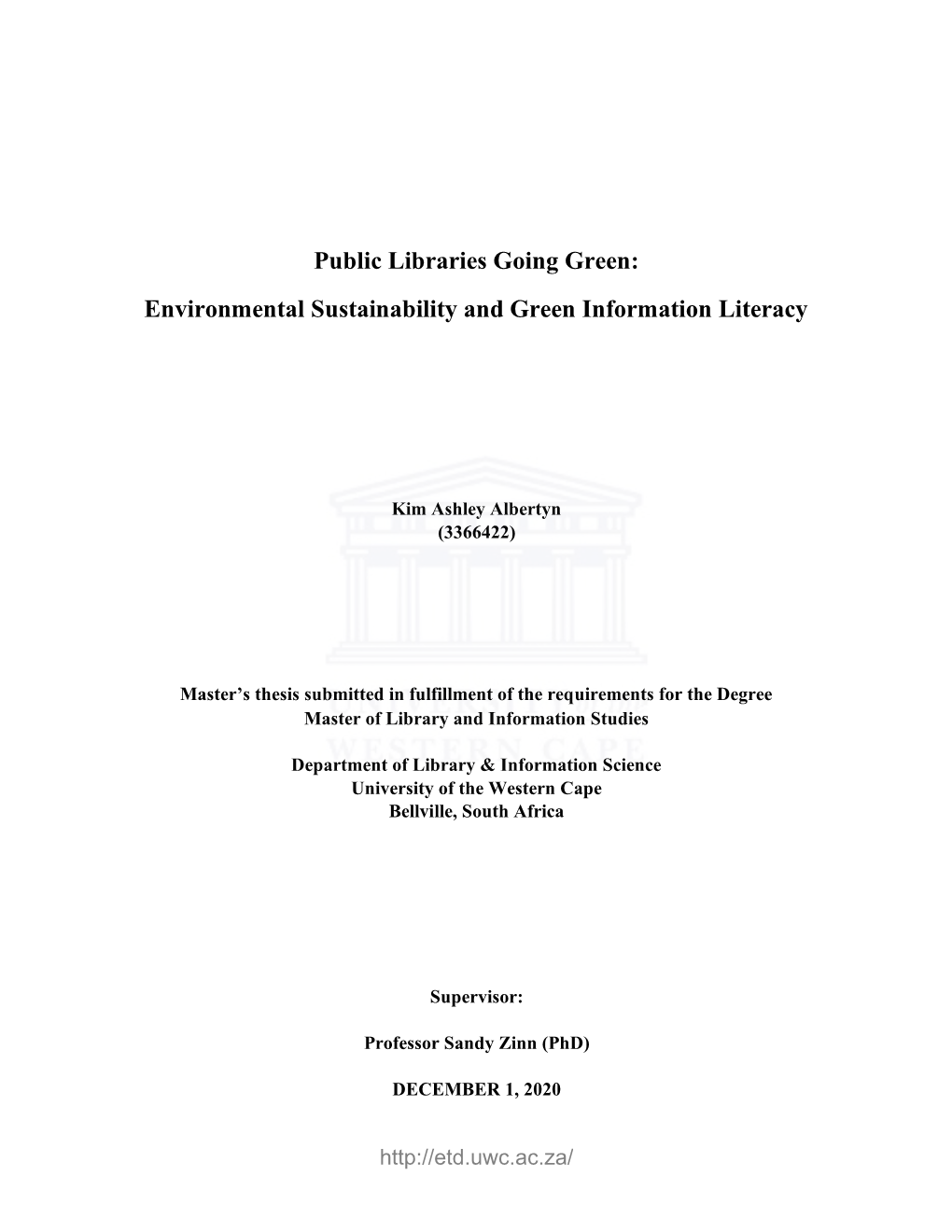 Public Libraries Going Green: Environmental Sustainability and Green Information Literacy.”