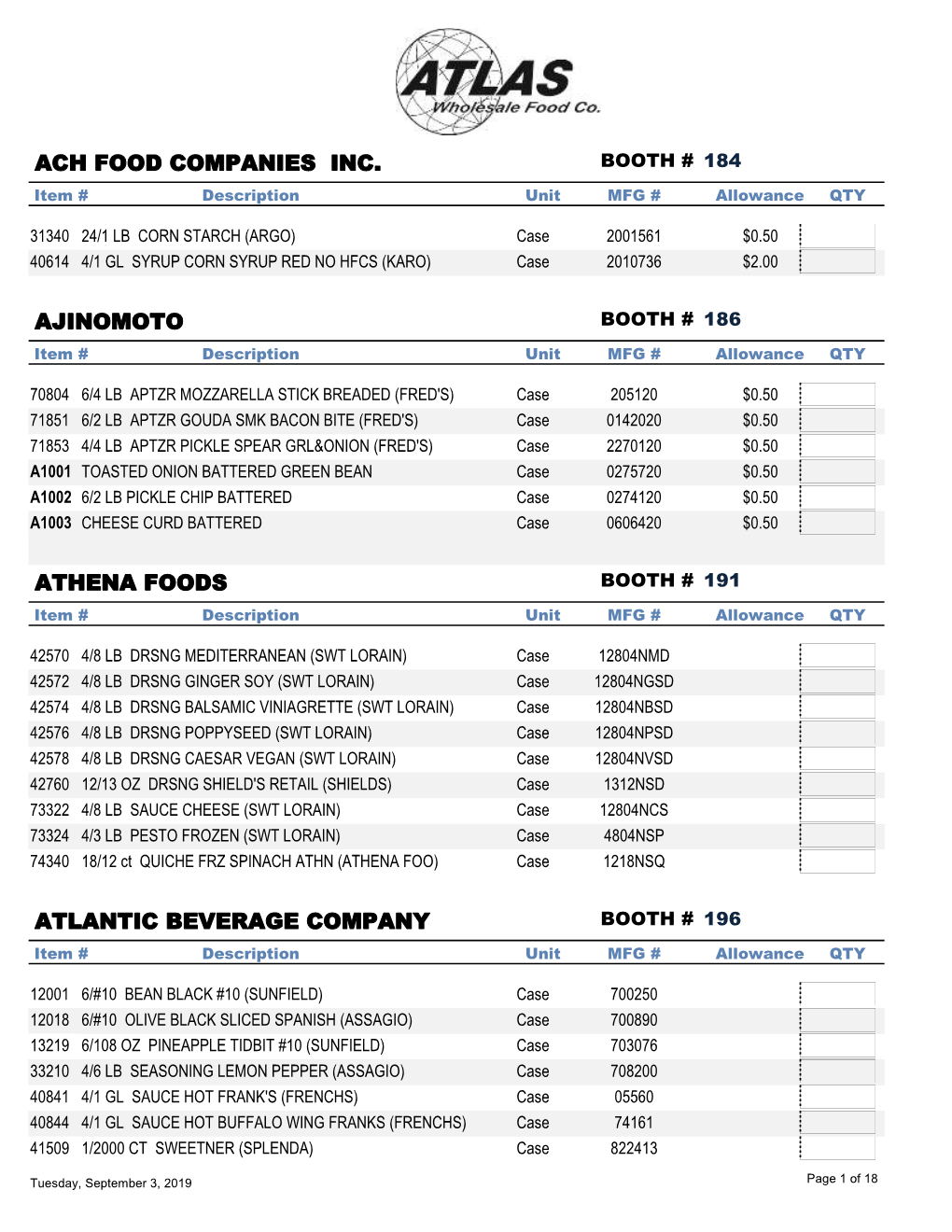Ach Food Companies Inc. Athena Foods Atlantic Beverage Company