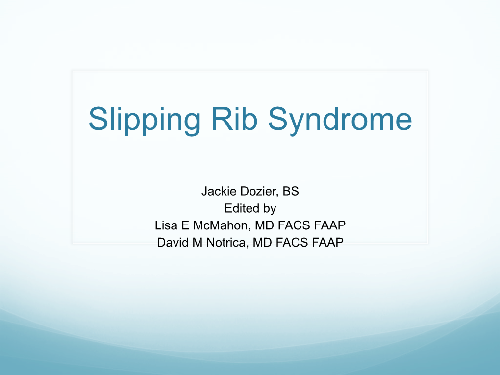 Slipping Rib Syndrome