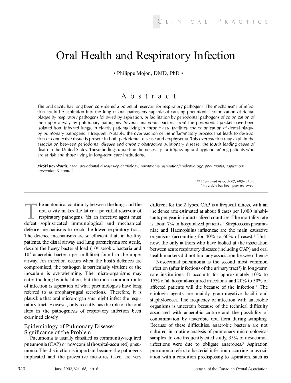 Oral Health and Respiratory Infection