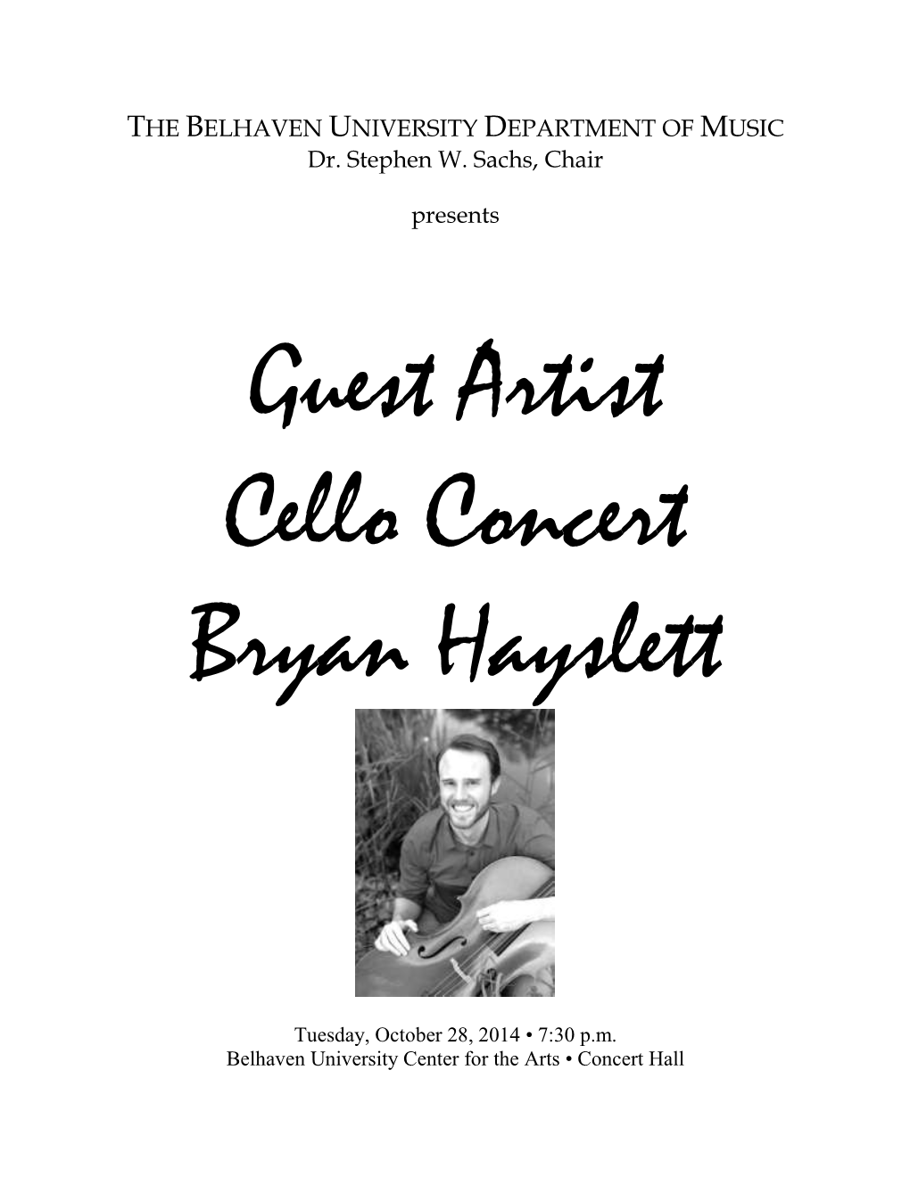 Guest Artist Cello Concert Bryan Hayslett