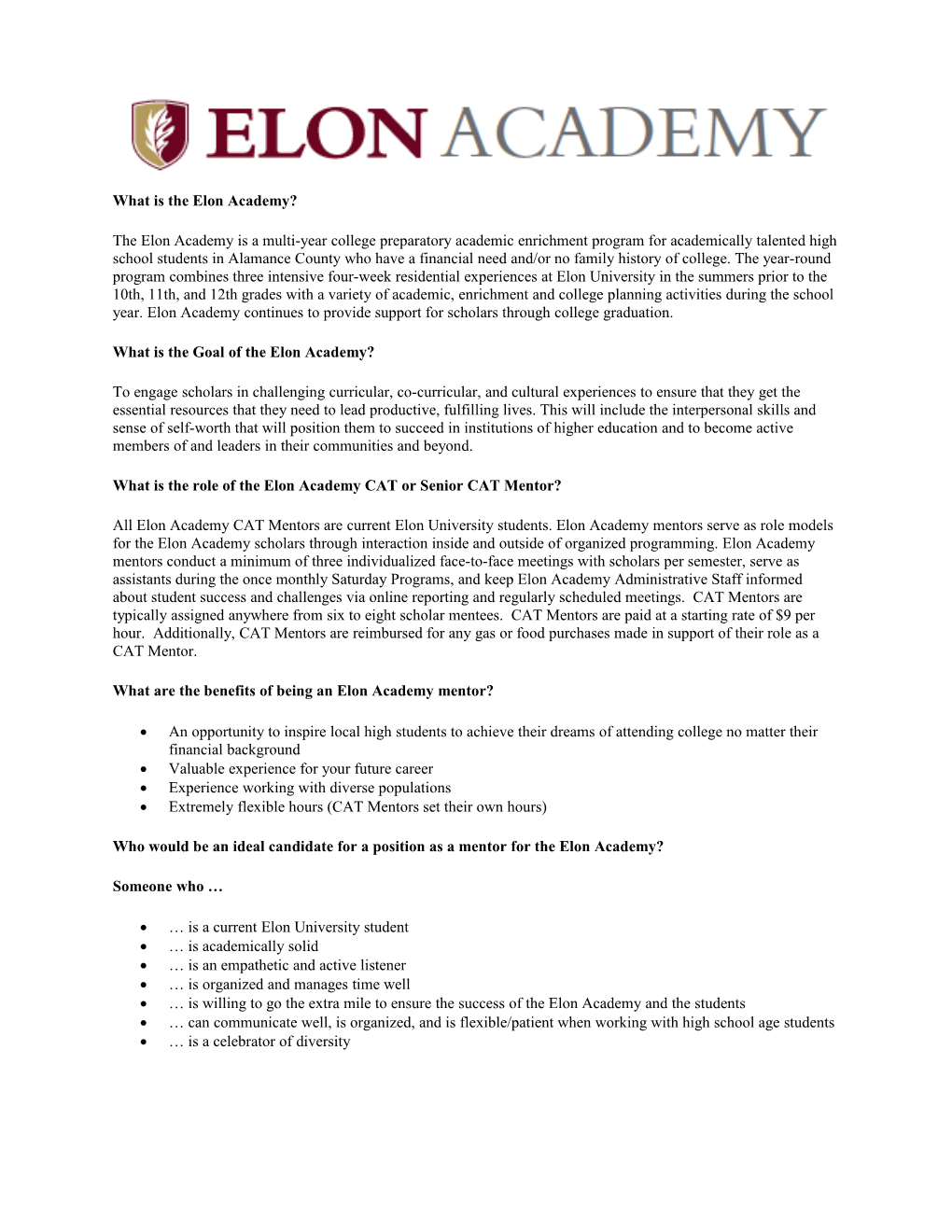 What Is the Elon Academy?