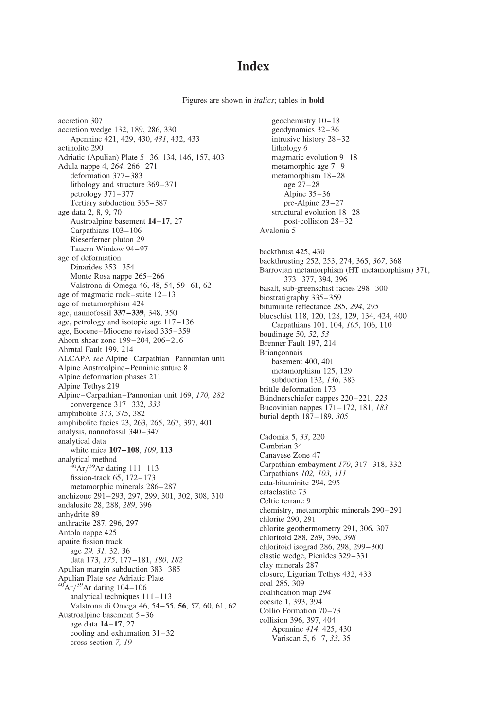 Figures Are Shown in Italics; Tables in Bold Accretion 307 Accretion Wedge