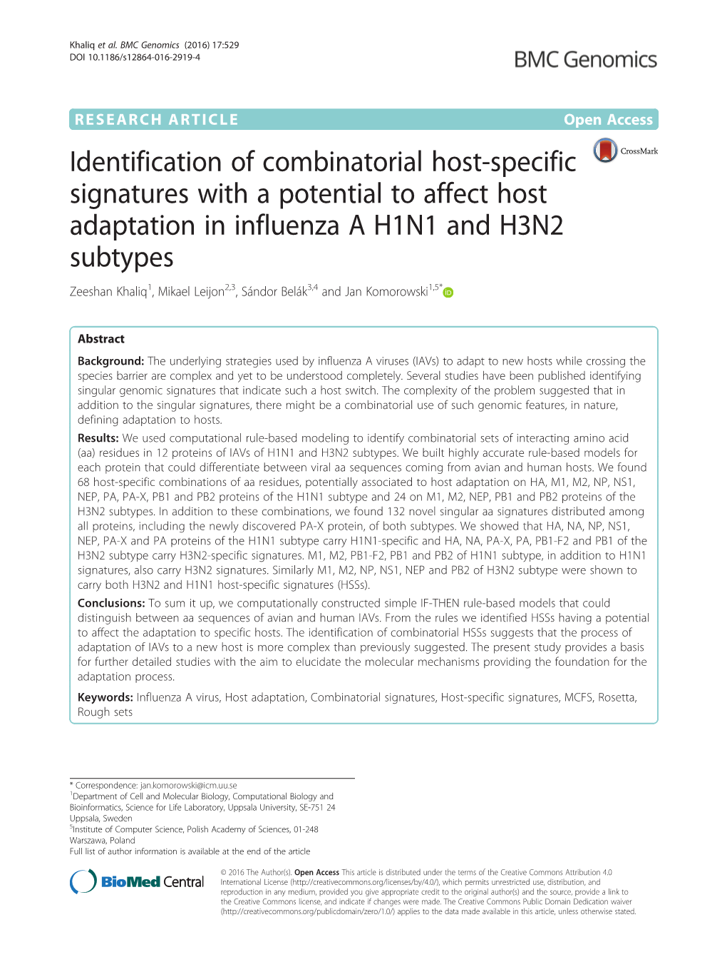 Identification of Combinatorial Host-Specific Signatures with A