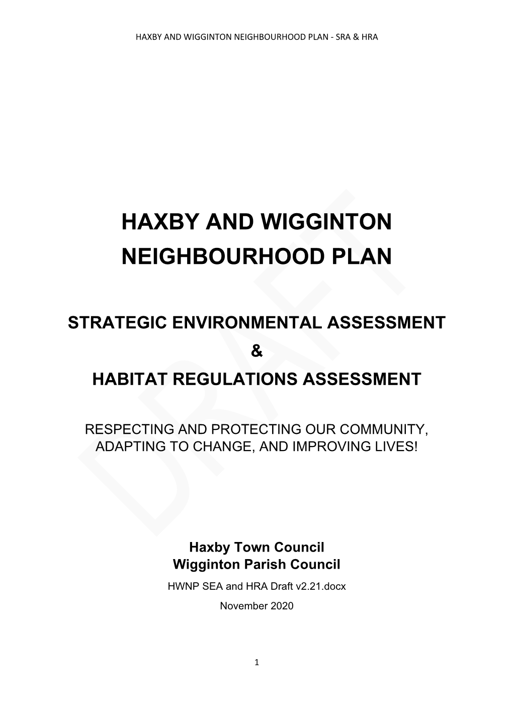 Haxby and Wigginton Neighbourhood Plan - Sra & Hra