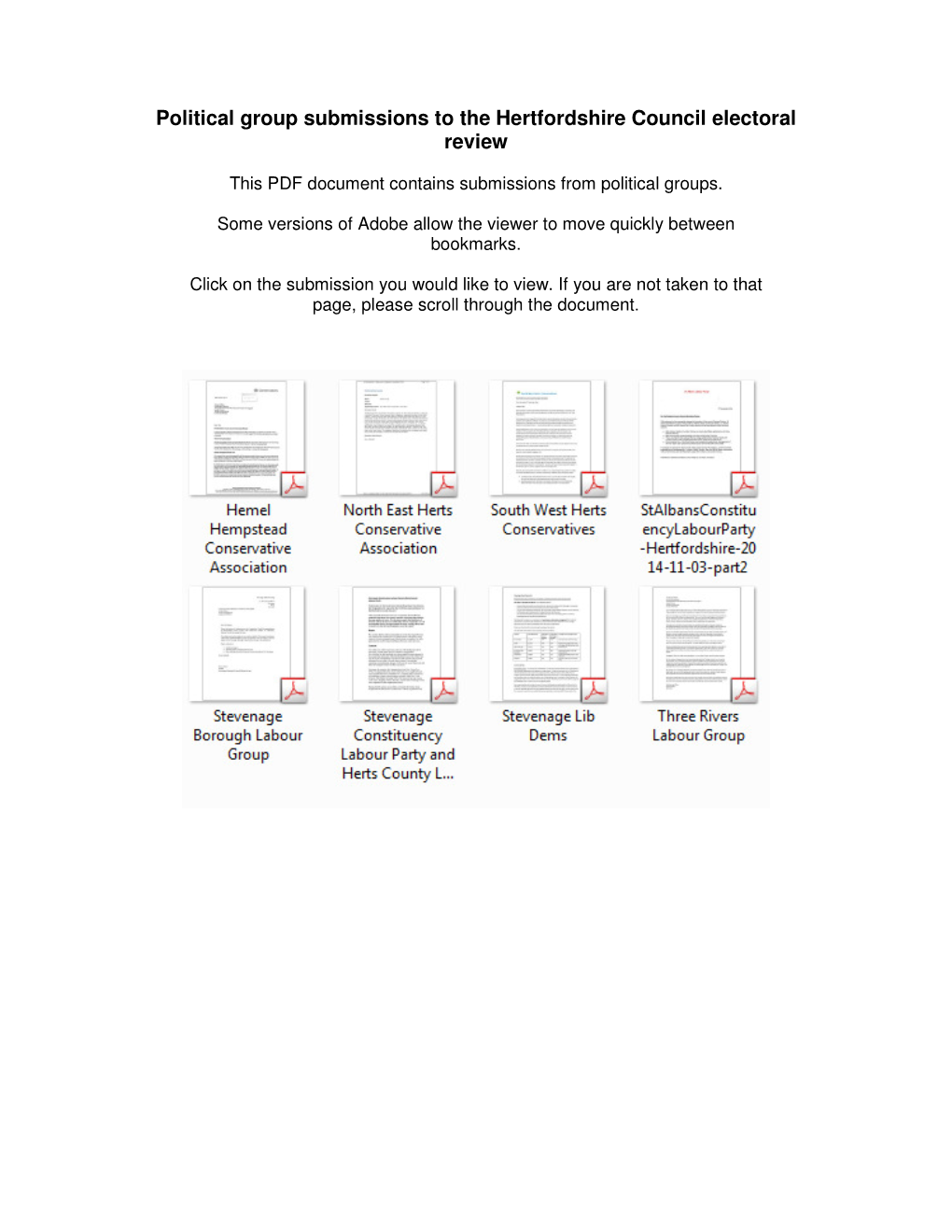 Political Group Submissions to the Hertfordshire Council Electoral Review