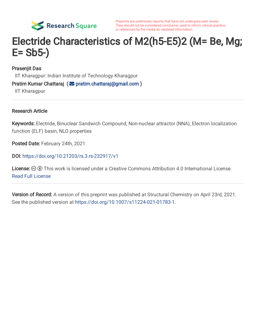 Electride Characteristics of M2( 5-E5)